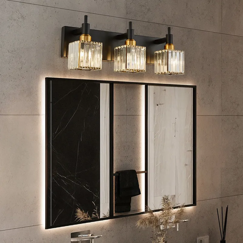 Modern Glam Crystal Bathroom Vanity Light — LightFixturesUSA LED Wall Lights 40.0W 