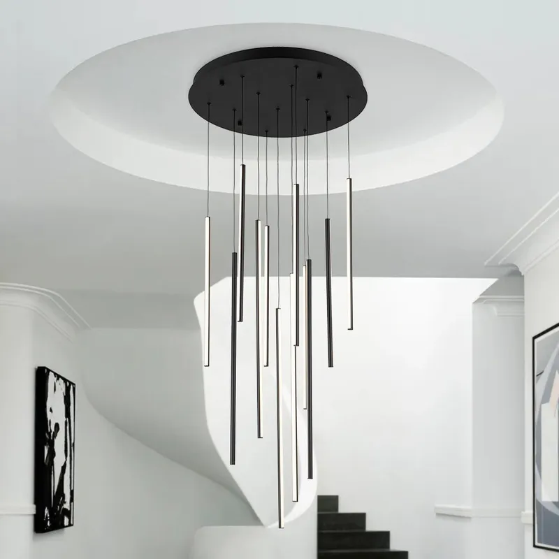 Modern 12-Light Black Cluster Tube LED Pendant Light — LightFixturesUSA LED Pendant Lights 116.0W 3000K