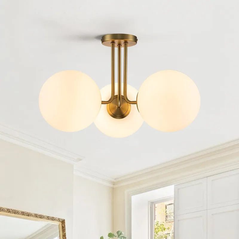 3-Light Frosted Glass Globe Ceiling Light — LightFixturesUSA LED Ceiling Lights 40.0W 
