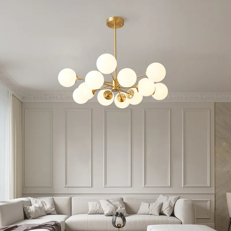 Opal Glass Globe Sputnik Chandelier — LightFixturesUSA LED Pendant Lights 25.0W 