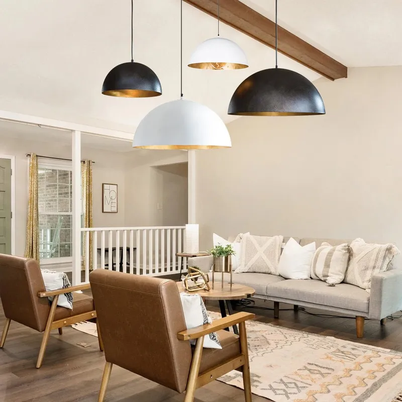 Oversized Metal Dome Pendant Light — LightFixturesUSA LED Pendant Lights 40.0W 