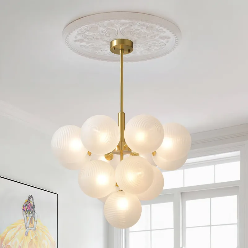Frosted Ribbed Glass Bubble Chandelier — LightFixturesUSA LED Pendant Lights 5.0W 