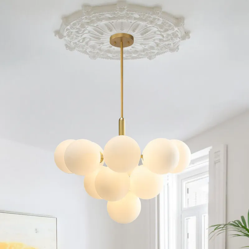 Milky Glass Cluster Bubble Chandelier — LightFixturesUSA LED Pendant Lights 5.0W 