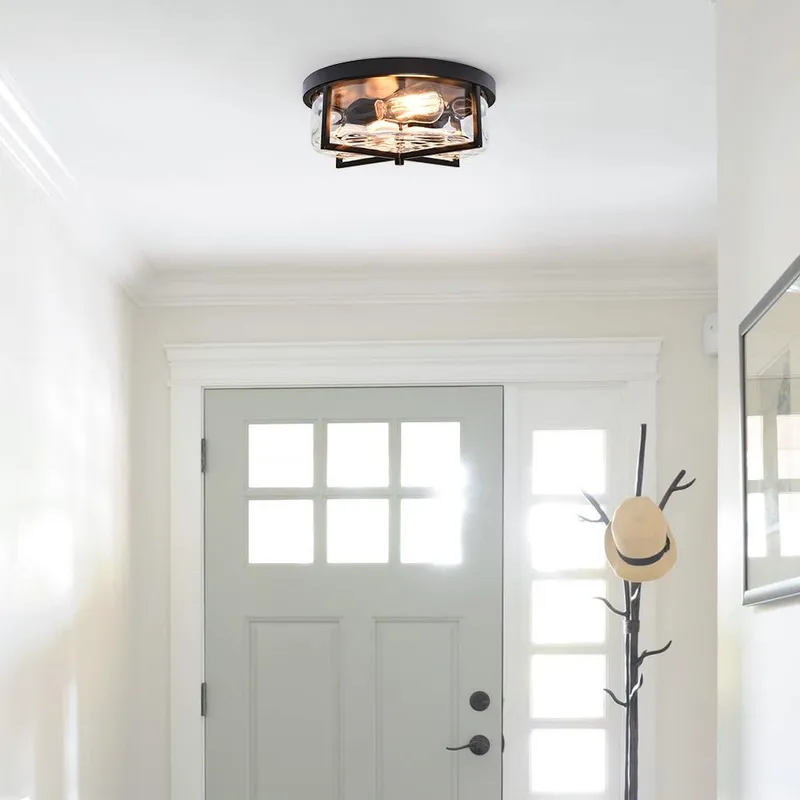 Round Hammered Glass Ceiling Light — LightFixturesUSA LED Ceiling Lights 40.0W 