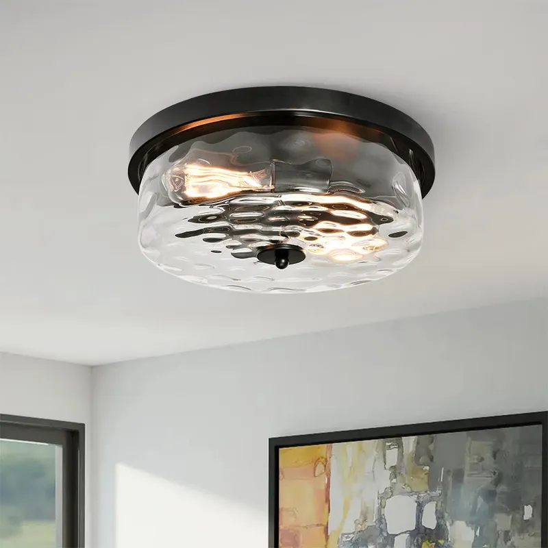 Hammered Glass Flush Mount Ceiling Light — LightFixturesUSA LED Ceiling Lights 40.0W 