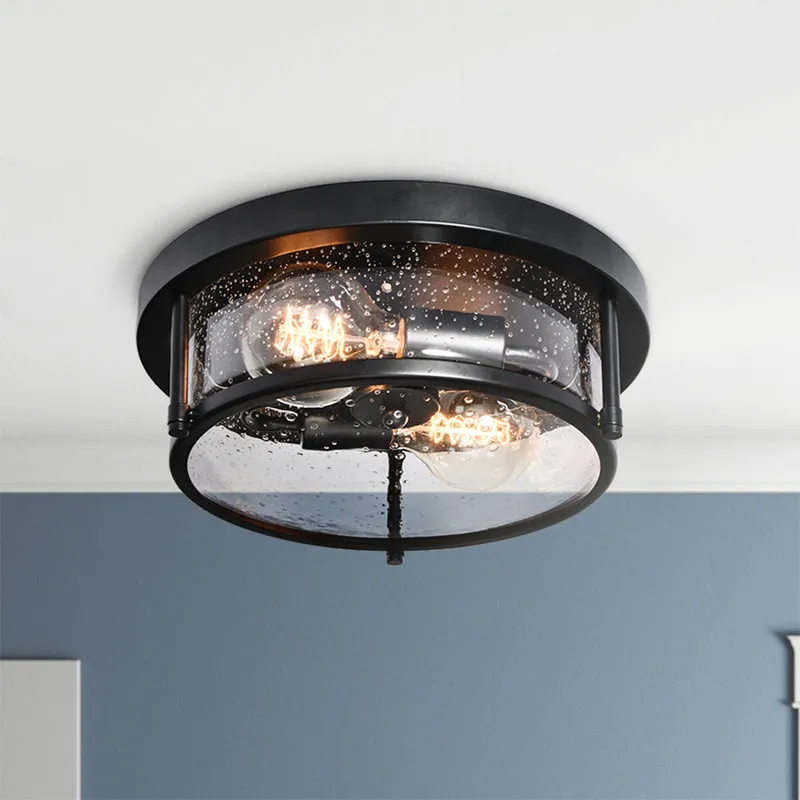 Black Seeded Glass Flush Mount — LightFixturesUSA LED Ceiling Lights 40.0W 