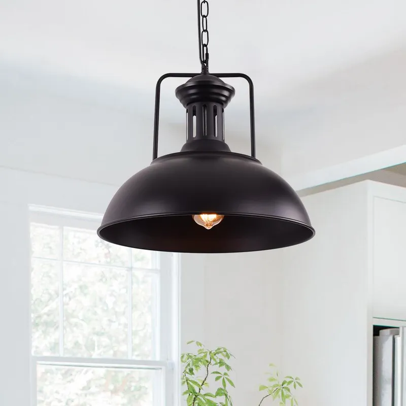 1-Light Industrial Dome Pendant Light — LightFixturesUSA LED Pendant Lights 60.0W 
