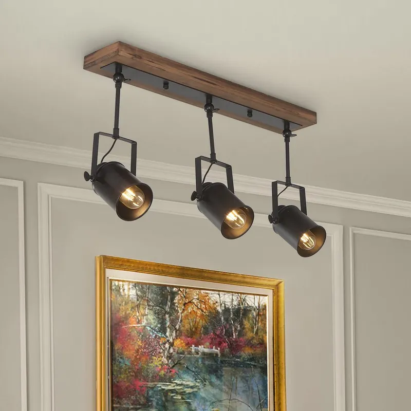 Industrial 3-Light Semi Flush Track Light — LightFixturesUSA LED Ceiling Lights 40.0W 