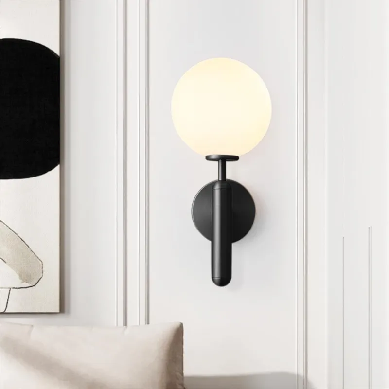 Mid-century 1-light Globe Wall Sconce — LightFixturesUSA LED Wall Lights 60.0W 