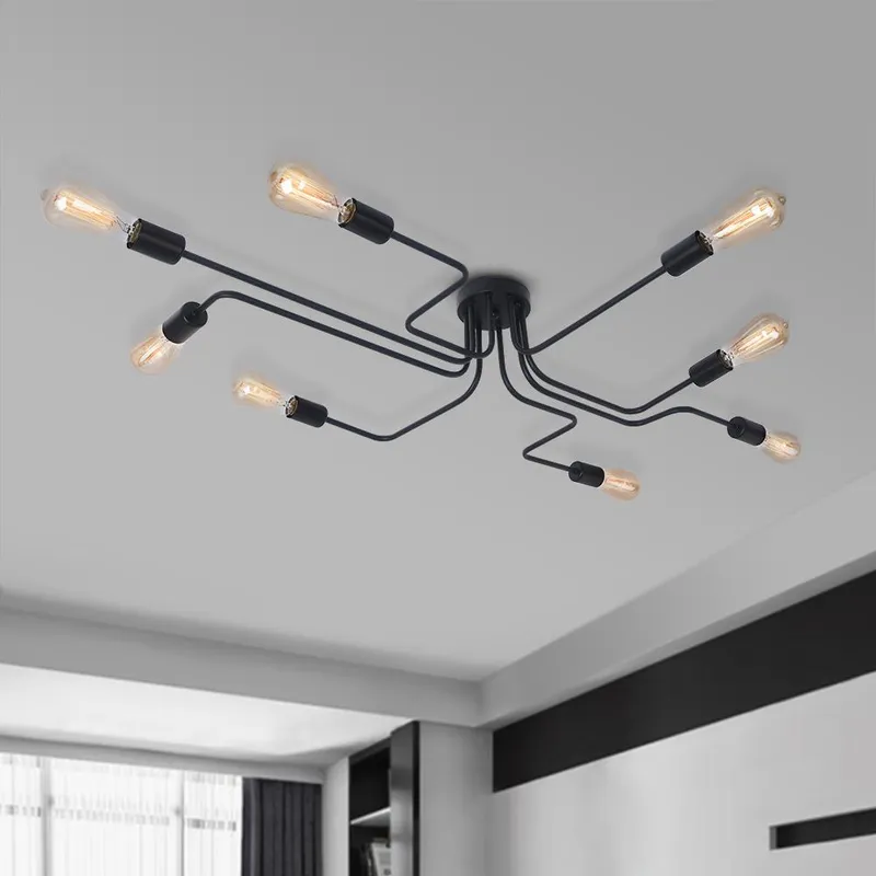 Modern Industrial Semi Flush Sputnik Light — LightFixturesUSA LED Ceiling Lights 60.0W 