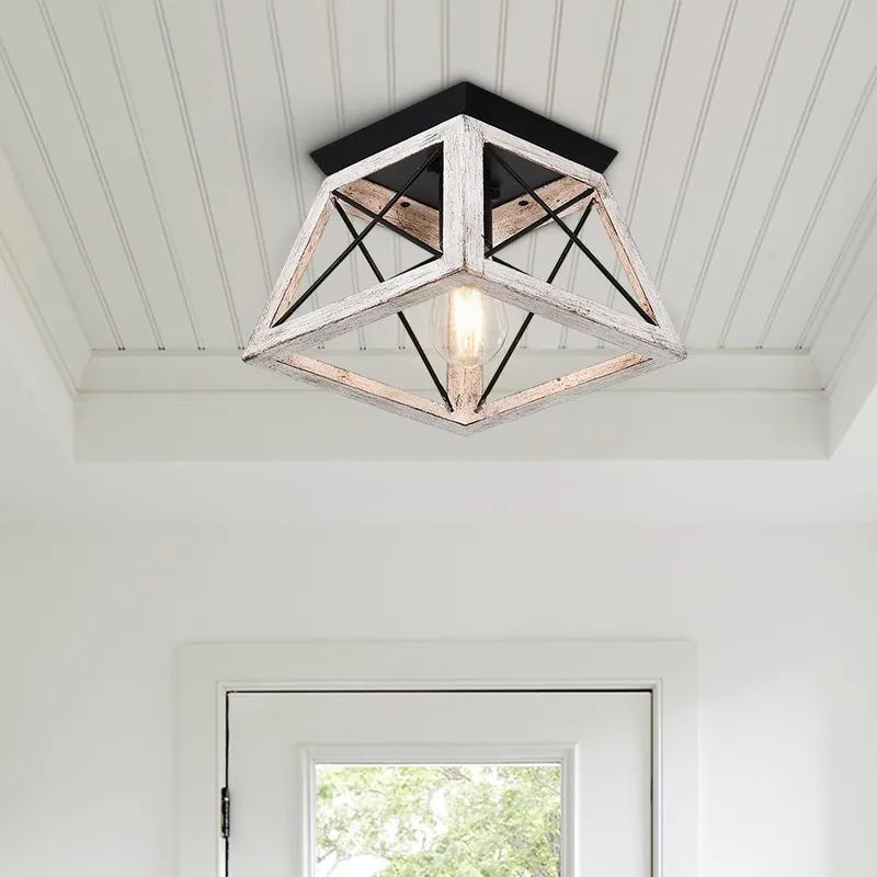 Modern Farmhouse Square Flush Mount Light — LightFixturesUSA LED Ceiling Lights 60.0W 