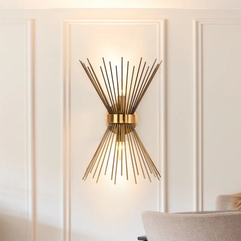 Mid-century Modern Starburst Brass Wall Sconce — LightFixturesUSA LED Wall Lights 60.0W 