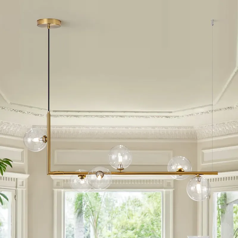Modern Glass Bubble Kitchen Island Linear Pendant — LightFixturesUSA LED Linear Lights 25.0W 