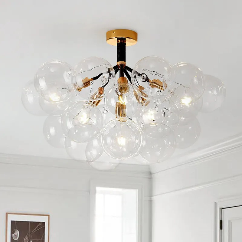 Modern Cluster Glass Bubble Chandelier / Semi Flush — LightFixturesUSA LED Pendant Lights 6.0W 