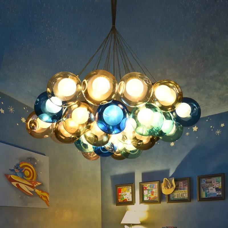 Unique Multi-Color Globe Cluster Chandelier — LightFixturesUSA LED Pendant Lights 5.0W 