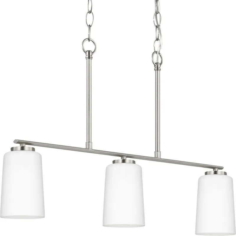 Adley Collection Three-Light Etched White Glass Linear Chandelier — Progress Lighting LED Linear Lights  