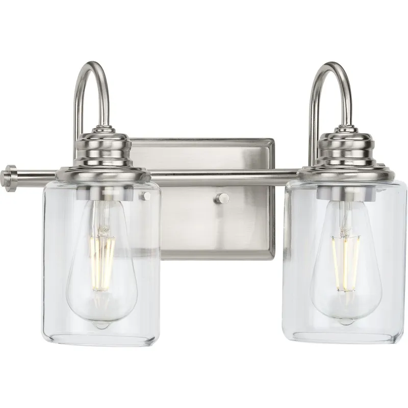 Aiken Collection Two-Light Clear Glass Bath Vanity Wall Light — Progress Lighting LED Wall Lights  
