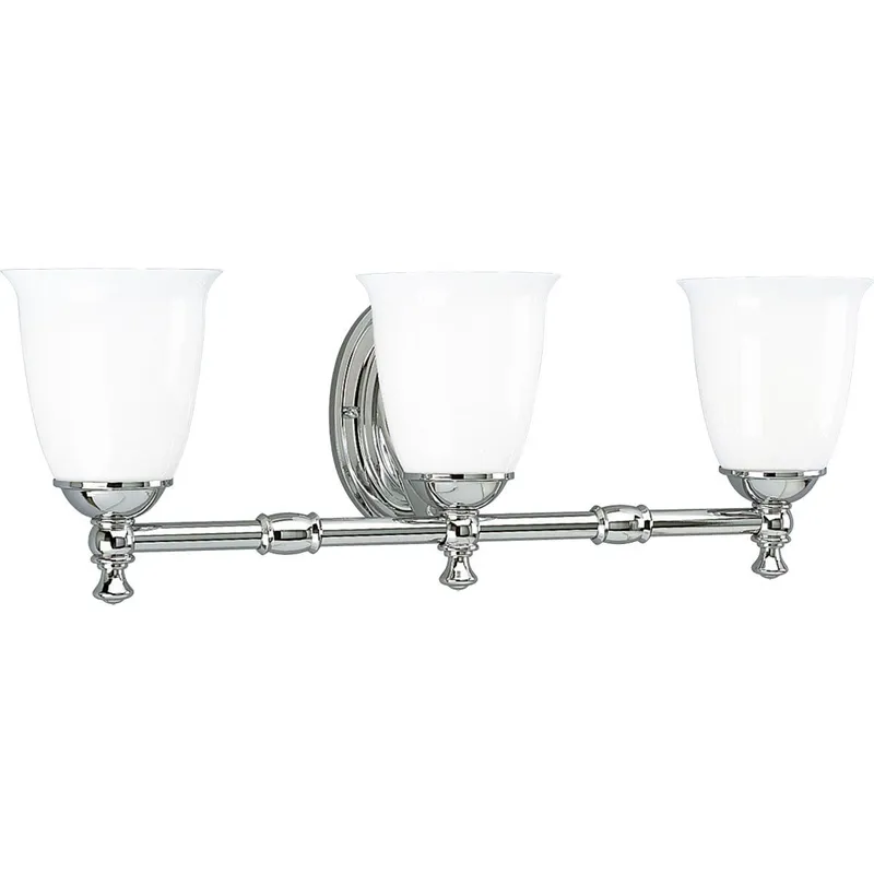 Victorian Collection Three-Light White Opal Glass Bath Vanity Light — Progress Lighting LED Wall Lights  