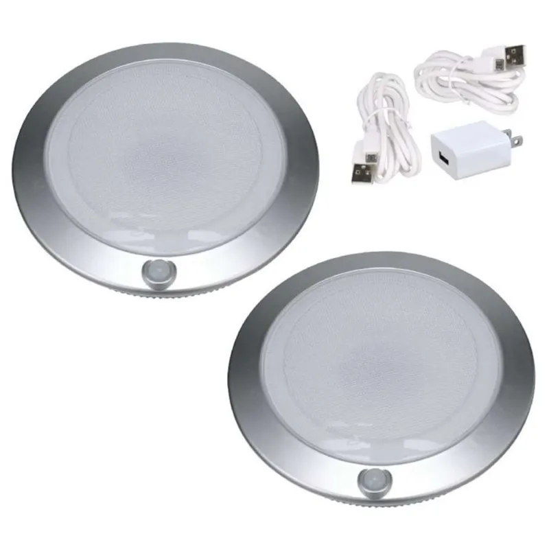2-Pack - 7in. Rechargeable LED Motion-Activated Closet Light - Silver Finish - 300 Lumens - 4000K - Good Earth — LightUp Lighting LED General Lighting  4000K