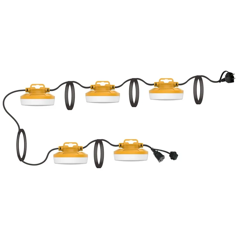 50ft LED Construction Temporary String Light - 50W - 1200 Lumens/Head - 5 Light Heads - IP65 Waterproof - LumeGen — LightUp Lighting LED General Lighting 50.0W 5000K