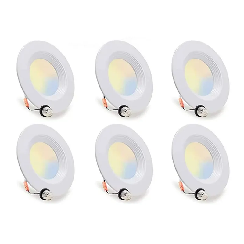 Case of 6 - 4in LED Recessed Retrofit - 10W - 650 Lumens - Color Selectable - E26 Base - Energetic Lighting — LightUp Lighting LED Downlights 10.0W 2700K