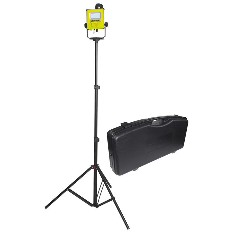 Nightstick Intrinsically Safe Magnetic Scene Light Kit w/6' Tripod & Blow Molded Case - Li-Ion - Green - UL913 / ATEX — LightUp Lighting LED Area Lights  