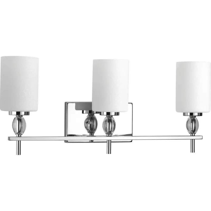 Status Collection Three-Light Etched Linen Glass Bath Vanity Light — Progress Lighting LED Wall Lights  