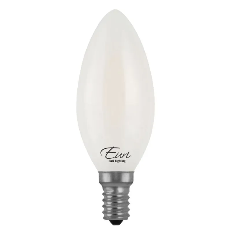 CASE OF 24 - LED B10 Filament Bulb - 4.5W - 40W Equiv. - Dimmable - 450 Lumens - Frosted - Euri Lighting (6 Packs of 4 Bulbs) — LightUp Lighting LED Bulbs & Lamps 4.5W 2700K