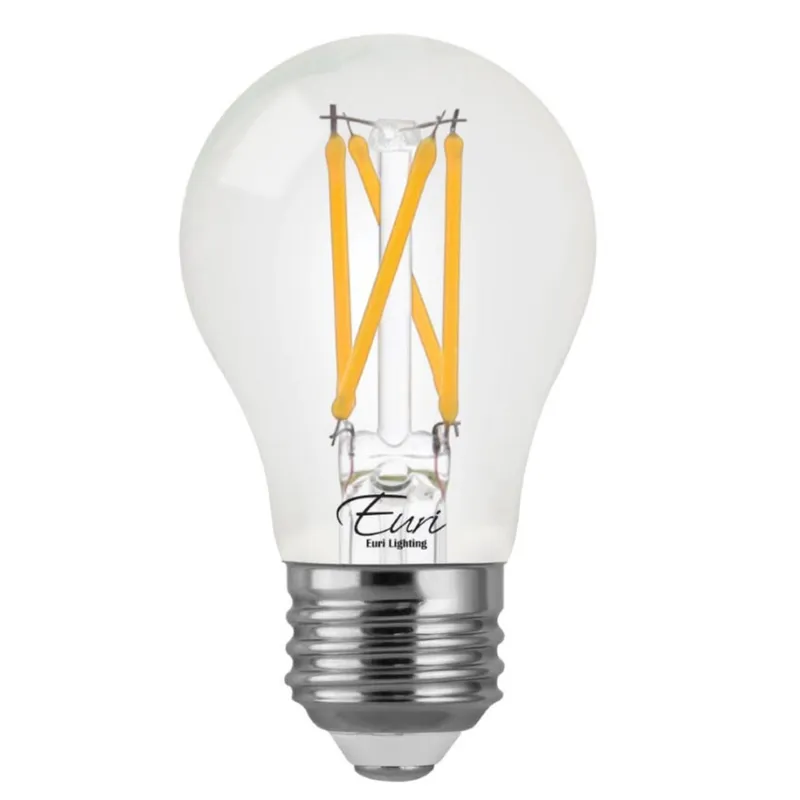 CASE OF 24 - LED A15 Filament Bulb - 4.5W - 40W Equiv. - 450 Lumens - Clear Glass - Euri Lighting (6 Packs of 4 Bulbs) — LightUp Lighting LED Bulbs & Lamps 4.5W 2700K