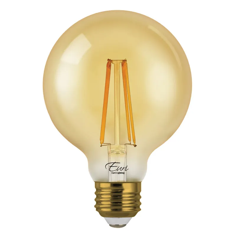CASE OF 24 - LED G25 Amber Filament - 7 Watt - Dimmable - 75W Equiv - 600 Lumens - Euri Lighting — LightUp Lighting LED Bulbs & Lamps 7.0W 2200K