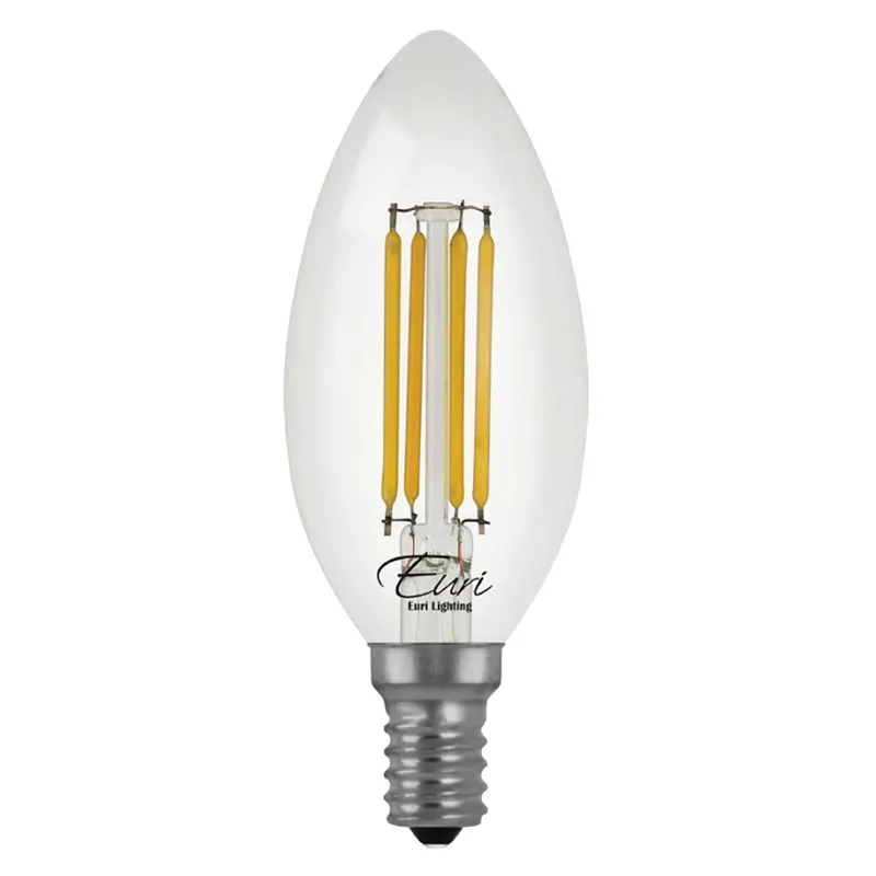 4-Pack LED B10 Filament - 4.5W - Dimmable - 60W Equiv - 500 Lumens - 2700K - Euri Lighting — LightUp Lighting LED Bulbs & Lamps 4.5W 2700K