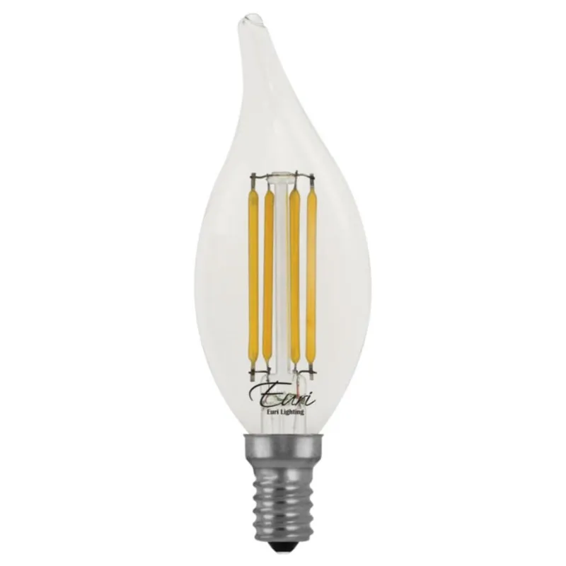 Case of 24 - LED BA10 Filament Bulb - 4.5W - 60W Equiv. - Dimmable - Clear Glass - Bent Tip - Euri Lighting (6 Packs of 4 Bulbs) — LightUp Lighting LED Bulbs & Lamps 4.5W 2700K