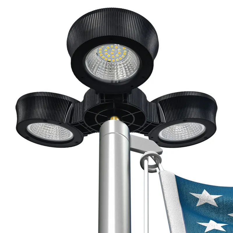 Solar LED Tri-Head Flagtop Pole Light - 32 LEDs - Color Tunable - LumeGen — LightUp Lighting LED General Lighting 1.2W 