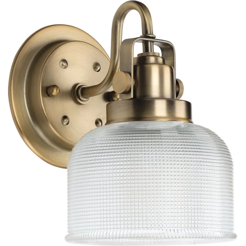 Archie Collection One-Light Clear Double Prismatic Glass Bath Vanity Light — Progress Lighting LED Wall Lights  