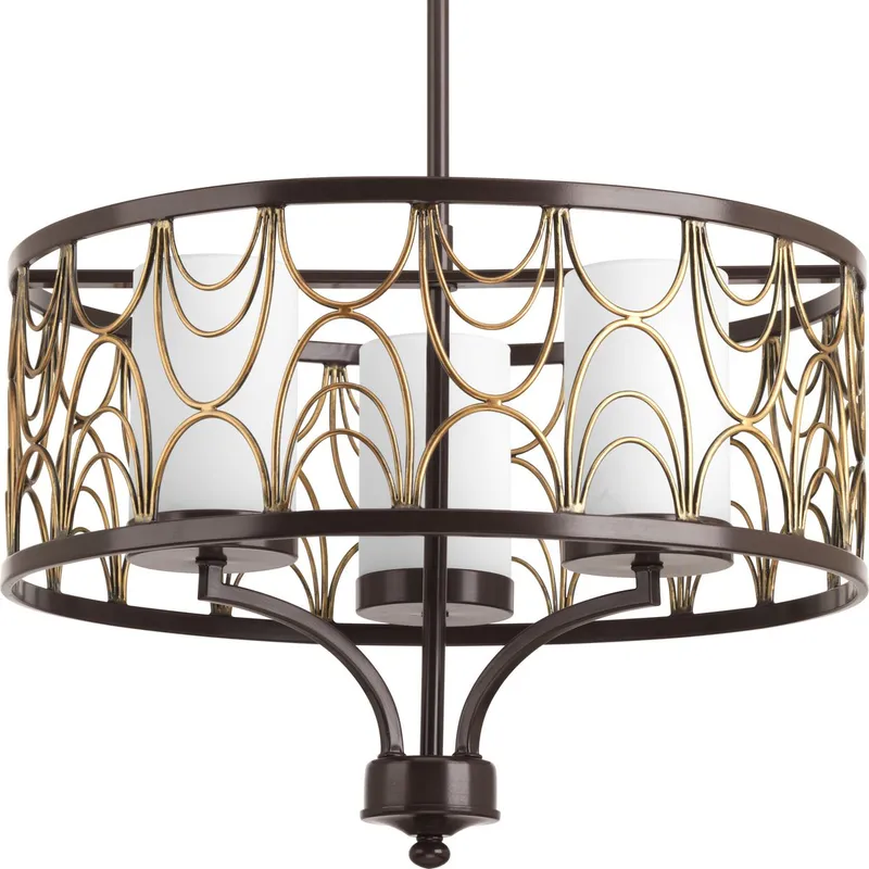 Cirrine Collection Three-Light Etched White Glass Chandelier Light — Progress Lighting LED Landscape Lights  