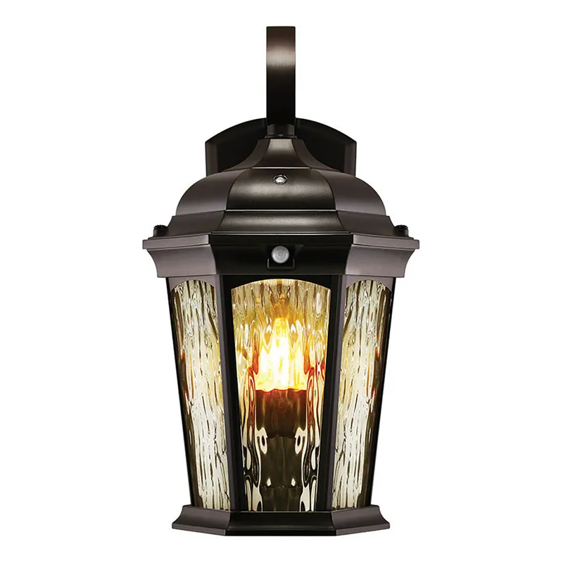 LED Outdoor Wall Flame Lantern Light - 12.5W - 1200 Lumens - 3000K - Bronze Water Glass Finish - Euri Lighting — LightUp Lighting LED Wall Lights 12.5W 3000K