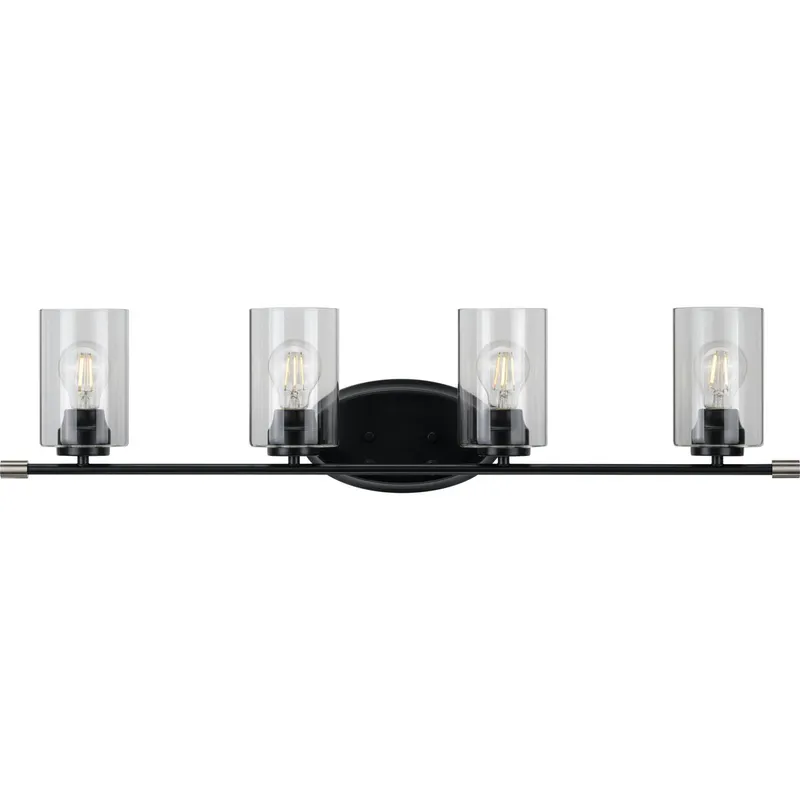 Riley Collection Four-Light Clear Glass Bath Vanity Light — Progress Lighting LED Wall Lights  