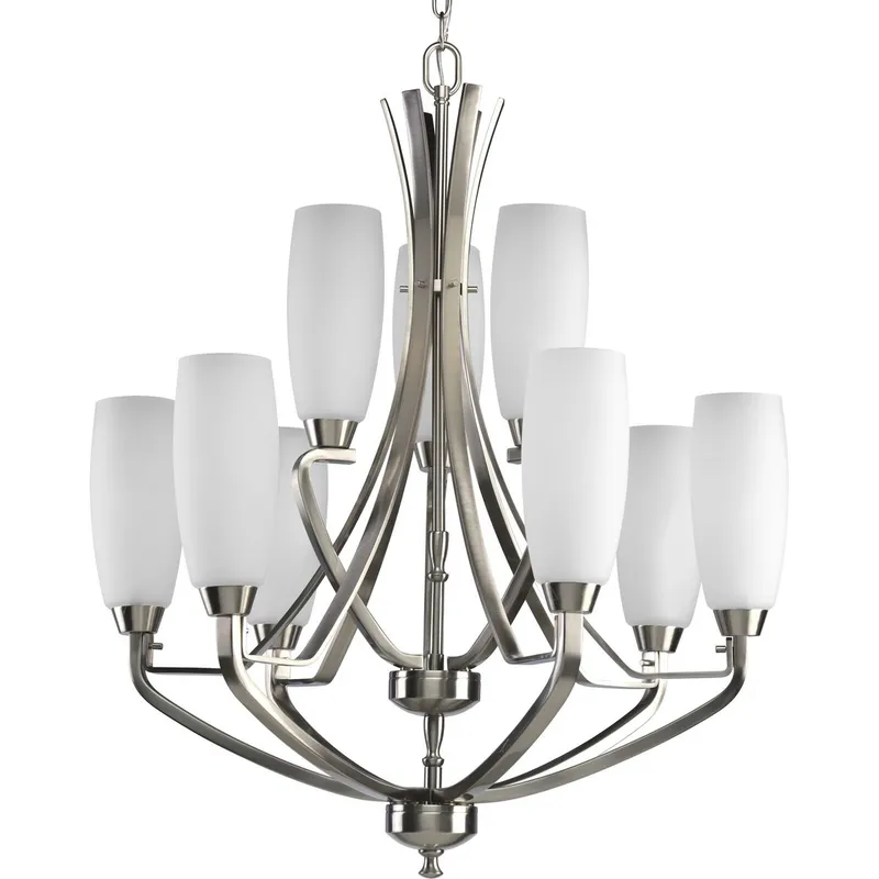 Wisten Collection Nine-Light Etched Glass Chandelier Light — Progress Lighting LED Landscape Lights  