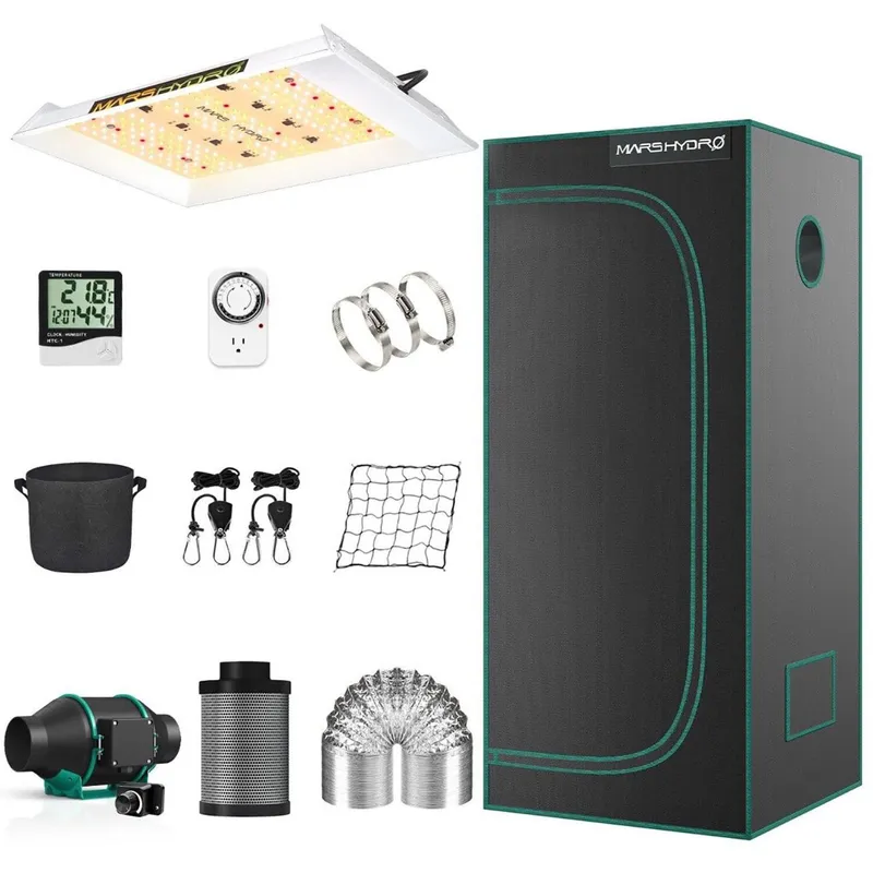 LED Full Spectrum Grow Light and 2ft. x 2ft. Tent Kit - TS 600 - 100W - Mars Hydro — LightUp Lighting LED General Lighting 100.0W 