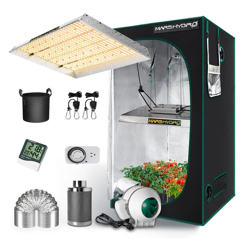 LED Full Spectrum Grow Light and 4ft. x 4ft. Tent Kit - TSW 2000 - 300W - Mars Hydro — LightUp Lighting LED General Lighting 300.0W 