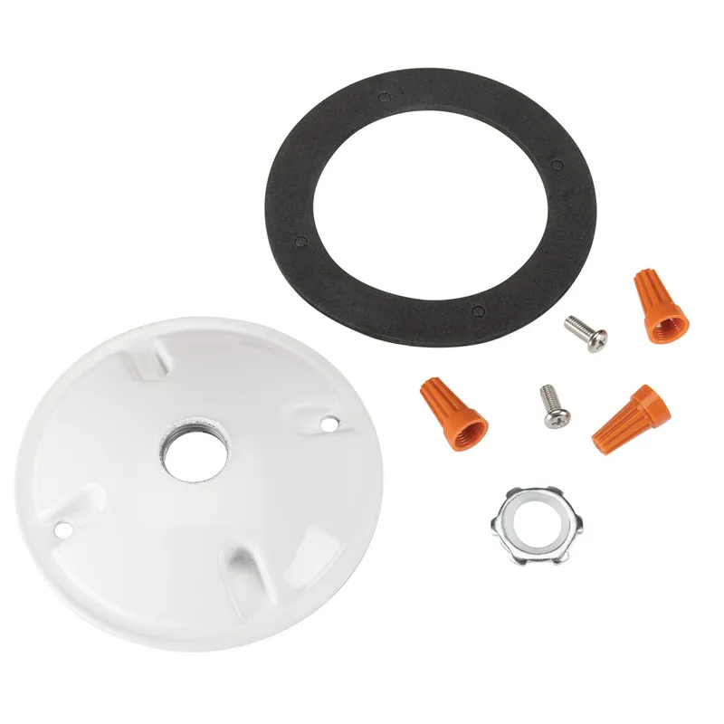 Round Cover Plate for Flood Lights - White Finish - Keystone — LightUp Lighting LED Flood Lights  