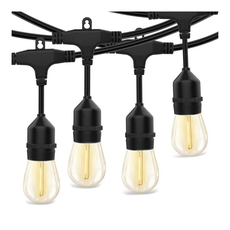 48ft Heavy-Duty S14 String Light - 24 E26 Sockets - 20AWG - 1W S14 Bulbs - LumeGen — LightUp Lighting LED Bulbs & Lamps 1.0W 2700K