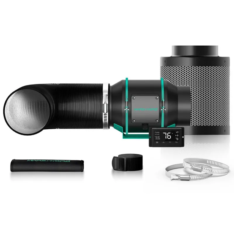 6in. Inline Fan and Carbon Filter Kit - Thermostat Controller - Mars Hydro — LightUp Lighting LED Fans  