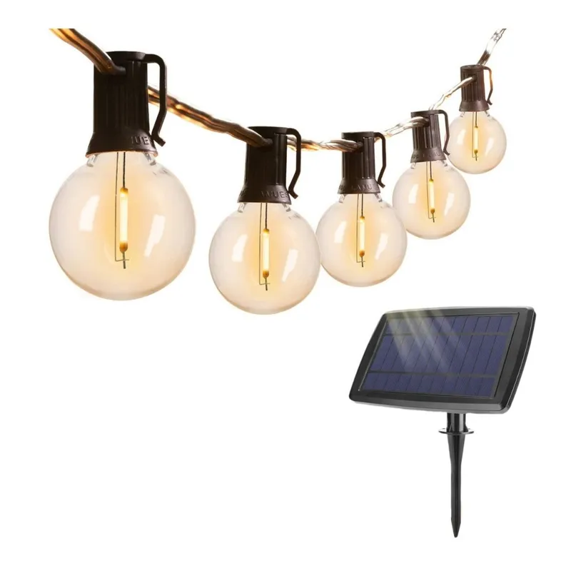 25ft Solar G40 String Light - 25 E12 Sockets - 20AWG - 0.5W G40 Bulbs - LumeGen — LightUp Lighting LED Bulbs & Lamps 0.5W 2700K