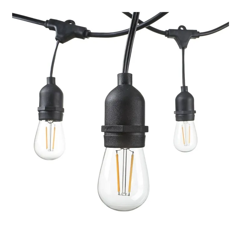 48ft Commercial Heavy-Duty S14 String Light - 24 E26 Sockets - 16AWG - Double Filament 1.5W S14 Bulbs - LumeGen — LightUp Lighting LED Bulbs & Lamps 1.5W 2700K