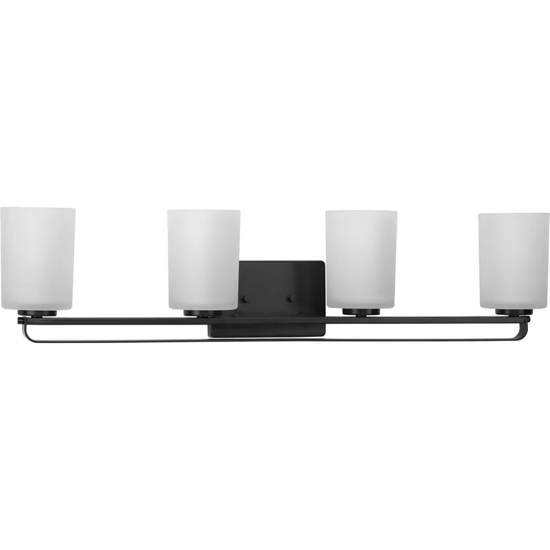 League Collection Four-Light Etched Glass Bath Vanity Light — Progress Lighting LED Wall Lights  