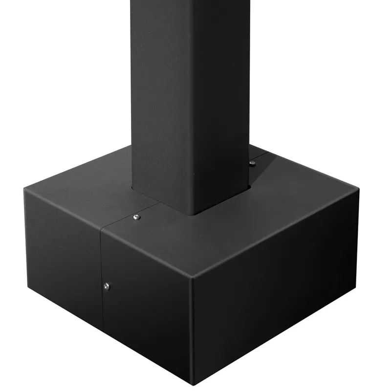 20 Foot Square Steel Light Pole, Black Finish, 4 inch Wide, 11 Gauge, With Anchor Bolts and Covers — Revolve LED LED Area Lights  