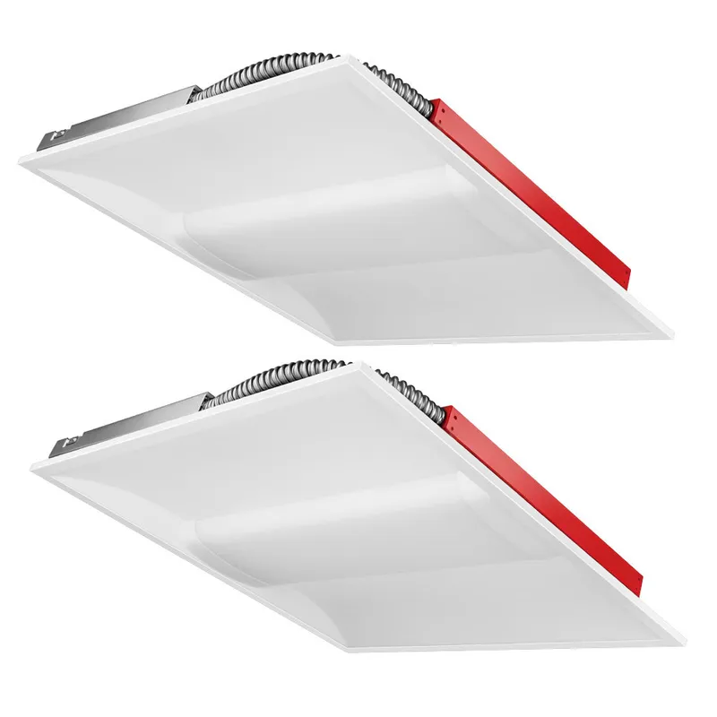 2x2 Center Basket Troffer Light with pre-installed Emergency Backup Battery - 35W/26W/18W - 4700 Lumens - 5000K/4000k/3500k - 8W EBB - 120-277V - Pack of 4 — Revolve LED LED Troffers & Panels 35.0W 3500K
