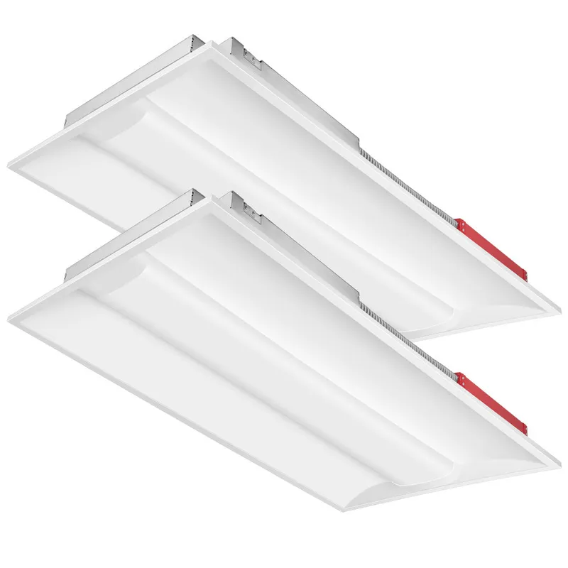 2x4 Center Basket Troffer Light with pre-installed Emergency Backup Battery  - 44W/35W/26W - 6060 Lumens - 5000K/4000k/3500k - 8W EBB - 120-277V - Pack of 2 — Revolve LED LED Troffers & Panels 44.0W 3500K