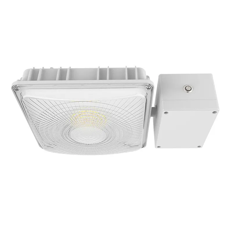 White LED Canopy Light with Emergency Battery Backup - 63W/45W/30W Selectable - 5000K/4000K - 9,360 LM - Dimmable - 120-277V - 150W Equal — Revolve LED LED Ceiling Lights 63.0W 4000K